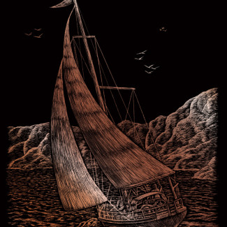 Képkarcoló készlet karctűvel - 20x25 cm - Réz - Vitorlázás