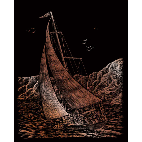 Képkarcoló készlet karctűvel - 20x25 cm - Réz - Vitorlázás