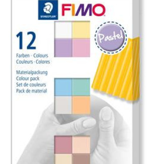 Gyurma, készlet, 12x25 g, égethető, FIMO "Soft Pastel" 12 különböző szín