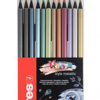 Színes ceruza készlet, háromszögletű, KORES "Kolores Style Metallic", 12 metál szín