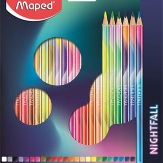 Színes ceruza készlet, háromszögletű, MAPED "Nightfall", 24 különböző szín Színes ceruza készlet, háromszögletű, MAPED "Nightfall", 24 különböző szín