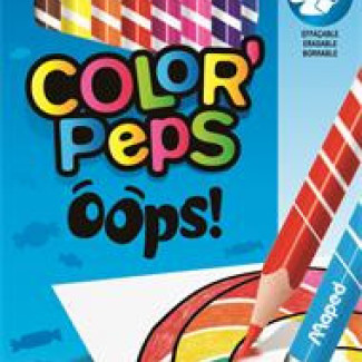 Színes ceruza készlet, háromszögletű, radírozható, MAPED "Color'Peps Oops", 12 különböző szín