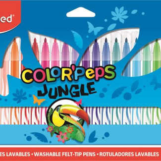Filctoll készlet, 2,8 mm, kimosható, MAPED "Color'Peps Jungle", 24 különböző szín Filctoll készlet, 2,8 mm, kimosható, MAPED "Color'Peps Jungle", 24 különböző szín