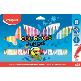 Filctoll készlet, 2,8 mm, kimosható, MAPED "Color'Peps Jungle", 24 különböző szín Filctoll készlet, 2,8 mm, kimosható, MAPED "Color'Peps Jungle", 24 különböző szín