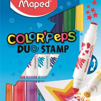 Filctoll készlet, 7,5 mm, kétvégű, MAPED "Color'Peps Duo Stamp" 8 különböző szín és minta Filctoll készlet, 7,5 mm, kétvégű, MAPED "Color'Peps Duo Stamp" 8 különböző szín és minta