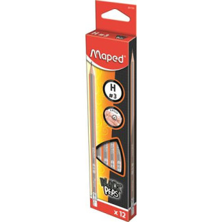 Grafitceruza radírral, H, háromszögletű, MAPED "Black'Peps"