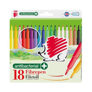 Filctoll készlet, 1 mm, antibakteriális, ICO "Süni 300", 18 különböző szín Filctoll készlet, 1 mm, antibakteriális, ICO "Süni 300", 18 különböző szín