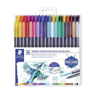 Ecsetirón készlet, 0,5-0,8/1,0-6,0 mm, kétvégű, STAEDTLER "3001", 36 szín