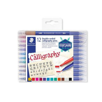 Kalligrafikus marker készlet, 2,0/3,5 mm, kétvégű, STAEDTLER "3005", 12 szín