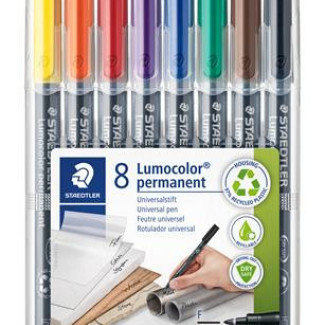Alkoholos marker készlet, OHP, 0,6 mm, STAEDTLER "Lumocolor® 318 F", 8 különböző szín