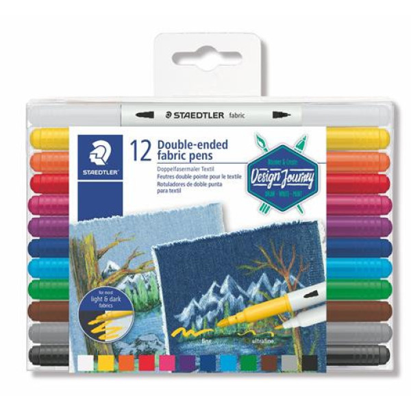 Textilfilc, kétvégű, STAEDTLER® "3190", 12 különböző szín Textilfilc, kétvégű, STAEDTLER® "3190", 12 különböző szín