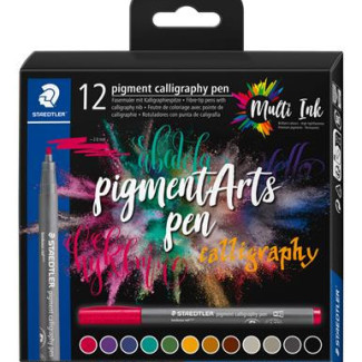 Kalligrafikus filctoll készlet, 2 mm, STAEDTLER "Pigment 375", 12 különböző szín