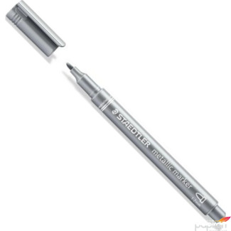 Dekormarker, 1-2 mm, kúpos, STAEDTLER "8323", ezüst