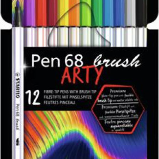 Ecsetirón készlet, STABILO "Pen 68 brush ARTY", 12 különböző szín