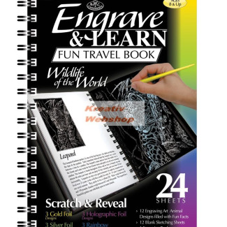 Képkarcoló könyv, 12 különböző képpel, karctűvel - 15x20 cm - Album formátum - Vadon