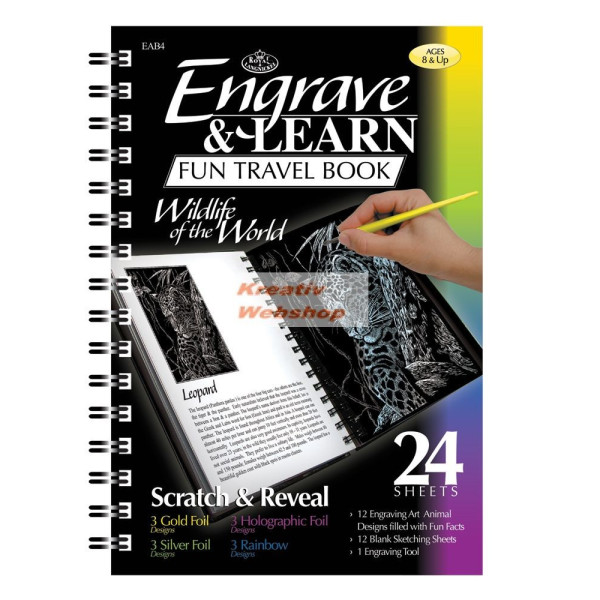 Képkarcoló könyv, 12 különböző képpel, karctűvel - 15x20 cm - Album formátum - Vadon