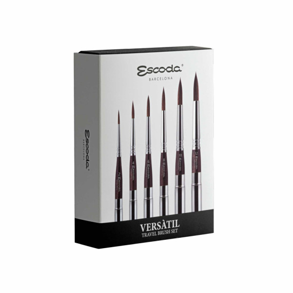 Ecset - Escoda 1242 Versatil 6 Set - szintetikus ecset szett, utazó készlet, összecsukható Ecset - Escoda 1242 Versatil 6 Set - szintetikus ecset szett, utazó készlet, összecsukható