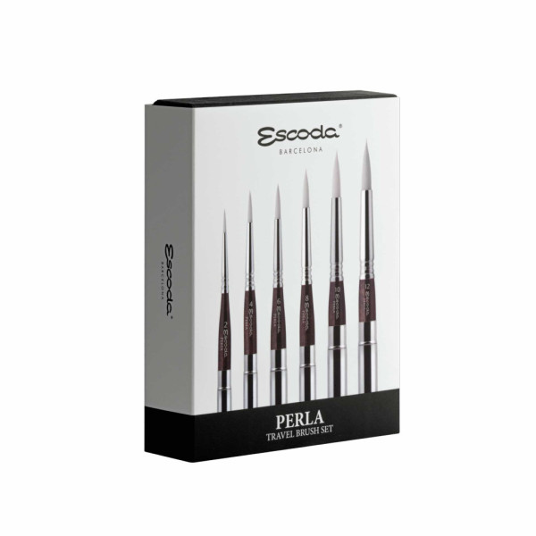 Ecset - Escoda 1243 Perla 6 Set - szintetikus ecset szett, utazó készlet, összecsukható Ecset - Escoda 1243 Perla 6 Set - szintetikus ecset szett, utazó készlet, összecsukható