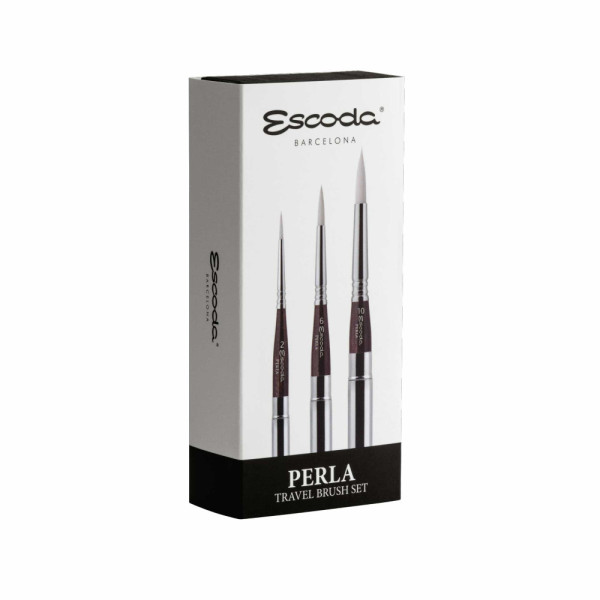 Ecset - Escoda 1253 Perla 3 Set - szintetikus ecset szett, utazó készlet, összecsukható Ecset - Escoda 1253 Perla 3 Set - szintetikus ecset szett, utazó készlet, összecsukható