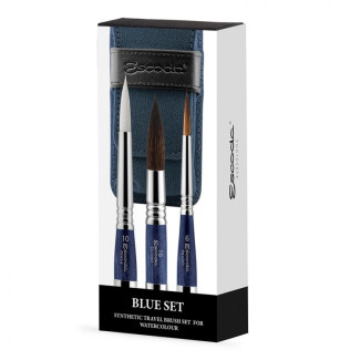 Ecset - Escoda 1271 Blue Set - szintetikus ecset szett, utazó készlet, összecsukható
