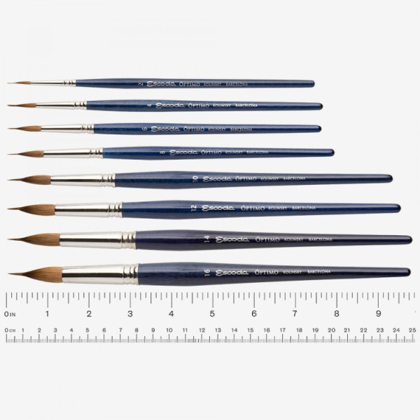 Ecset - Escoda Óptimo - Kolinsky nyest ecset, rövidnyelű, kerek, vonalazó - 2-es méret Ecset - Escoda Óptimo - Kolinsky nyest ecset, rövidnyelű, kerek, vonalazó - 2-es méret