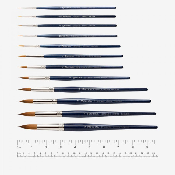 Ecset - Escoda Chronos - szintetikus és természetes szőrű ecset, rövidnyelű, kerek, hegyes - 4-es méret Ecset - Escoda Chronos - szintetikus és természetes szőrű ecset, rövidnyelű, kerek, hegyes - 4-es méret