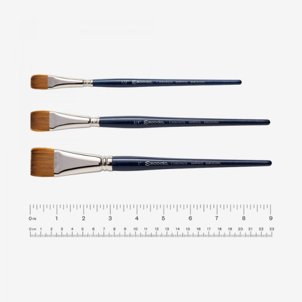 Ecset - Escoda Chronos - szintetikus és természetes szőrű ecset, rövidnyelű, lapos - 3/4-es méret Ecset - Escoda Chronos - szintetikus és természetes szőrű ecset, rövidnyelű, lapos - 3/4-es méret