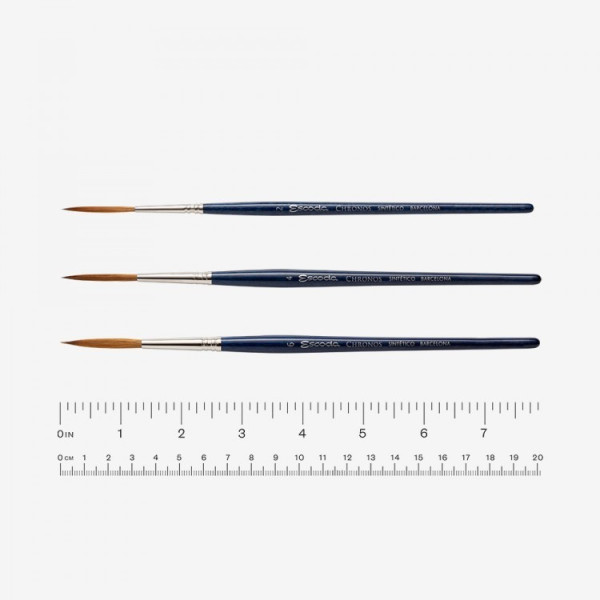 Ecset - Escoda Chronos Rigger - szintetikus és természetes szőrű ecset, rövidnyelű, kerek, hosszú szőrű - 2-es méret Ecset - Escoda Chronos Rigger - szintetikus és természetes szőrű ecset, rövidnyelű, kerek, hosszú szőrű - 2-es méret