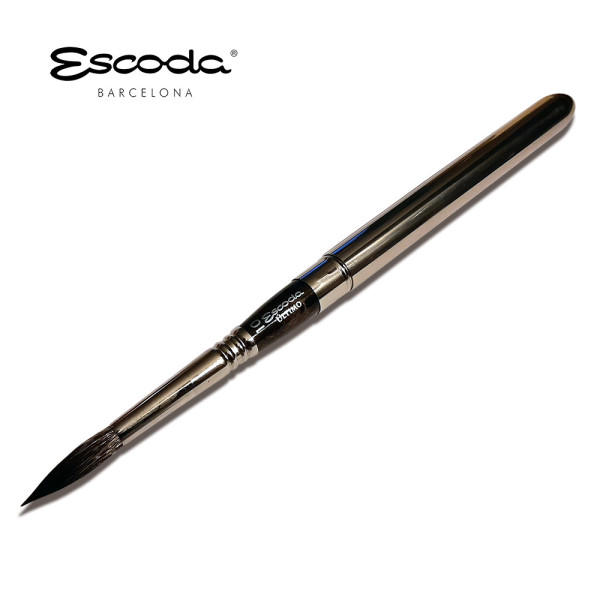 Ecset - Escoda Ultimo Travel - szintetikus ecset, rövidnyelű, kerek, hegyes ecset, összecsukható - 4-es méret Ecset - Escoda Ultimo Travel - szintetikus ecset, rövidnyelű, kerek, hegyes ecset, összecsukható - 4-es méret
