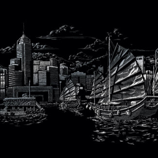 Képkarcoló készlet karctűvel, felnőtteknek - 28x36 cm - Ezüst - Hong Kong