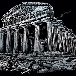 Képkarcoló készlet karctűvel, felnőtteknek - 28x36 cm - Ezüst - Parthenon