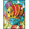 Számozott, lehúzható üvegfólia készlet festékkel, mintával, ragyogó színekkel - 24x33 cm - Trópusi hal