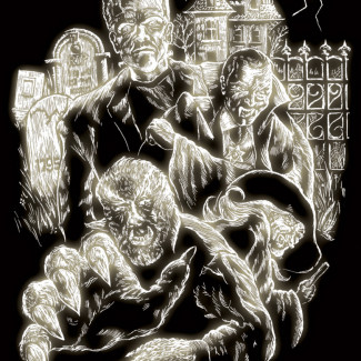 Képkarcoló készlet karctűvel - 20x25 cm - Világítós - Szörny