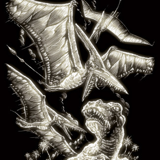 Képkarcoló készlet karctűvel - 20x25 cm - Világítós - Szárnyas gyík