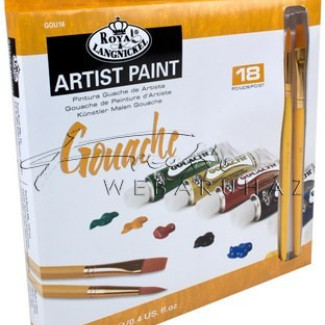 Művész Gouache festék készlet 2 db ecsettel - Royal 18 x 12 ml, tubusos Művész Gouache festék készlet 2 db ecsettel - Royal 18 x 12 ml, tubusos