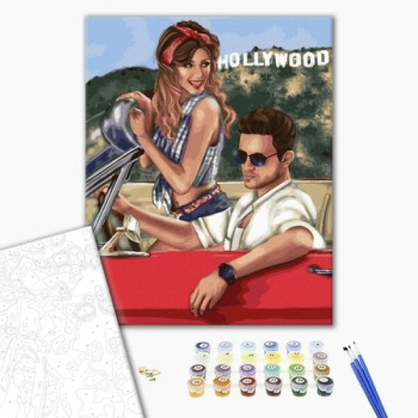 Számozott kifestő készlet vászonra 40x50 cm - Akrilfestékkel, ecsetekkel, felnőtteknek - Pár Hollywoodban