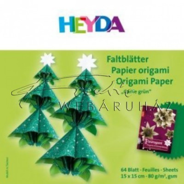 Origami papír - Curlie Zöld - fenyőzöld hajtogató készlet 15x15 cm Origami papír - Curlie Zöld - fenyőzöld hajtogató készlet 15x15 cm