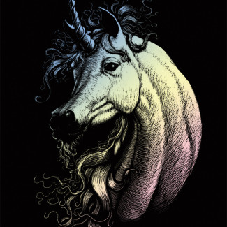 Képkarcoló készlet karctűvel - 20x25 cm - Holografikus - Unikornis