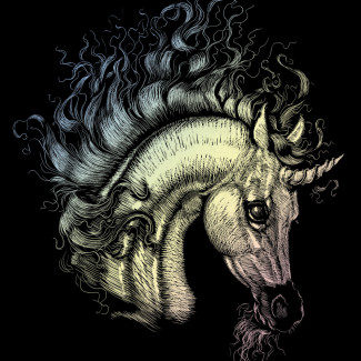 Képkarcoló készlet karctűvel - 20x25 cm - Holografikus - Unikornis oldalnézetben