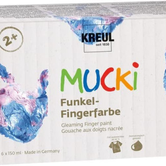 KREUL Csillogó Ujjfesték Készlet Gyerekeknek, már 2 éves kortól - 6 x 150 ml - Csillogó