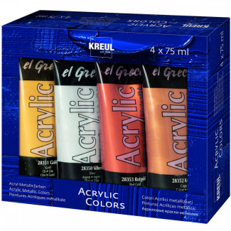 KREUL el Greco Akrilfesték készlet - 4 x 75 ml - Metálszínek