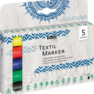 KREUL JAVANA Textil Marker Készlet Világos Textilhez - 5 színű készlet - Alapszínek
