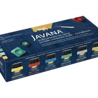 KREUL JAVANA Textil Festék Készlet, Glitteres - 6 x 20 ml készlet, ecsettel