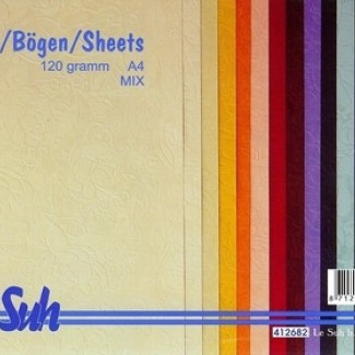 Domborított papír - Virágok, apró minta, A4, 16 lap, 120gr.