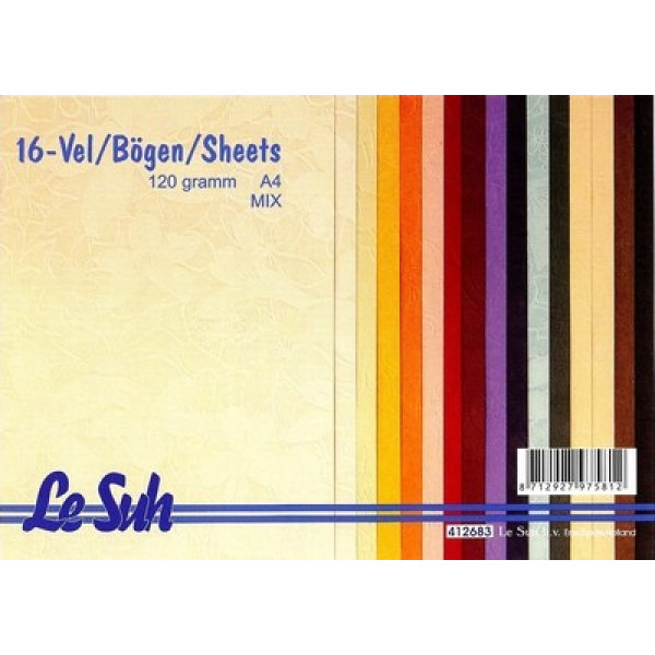 Domborított papír - Virágok, nagyobb minta, A4, 16 lap, 120gr.