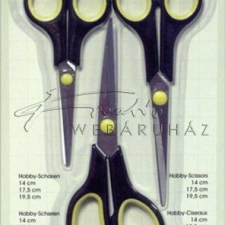 Kreatív hobbi olló készlet, erősített kivitel, rozsdamentes acél - 19,5 cm, 17,5 cm és 14 cm 