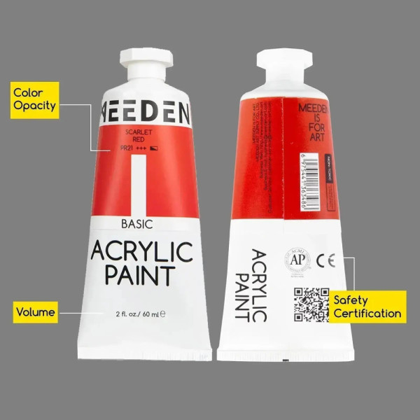 Akrilfesték készlet - MEEDEN Heavy Body Acrylic Paint Set, 9 Vibrant Colors 9x60 ml - Alapszínek