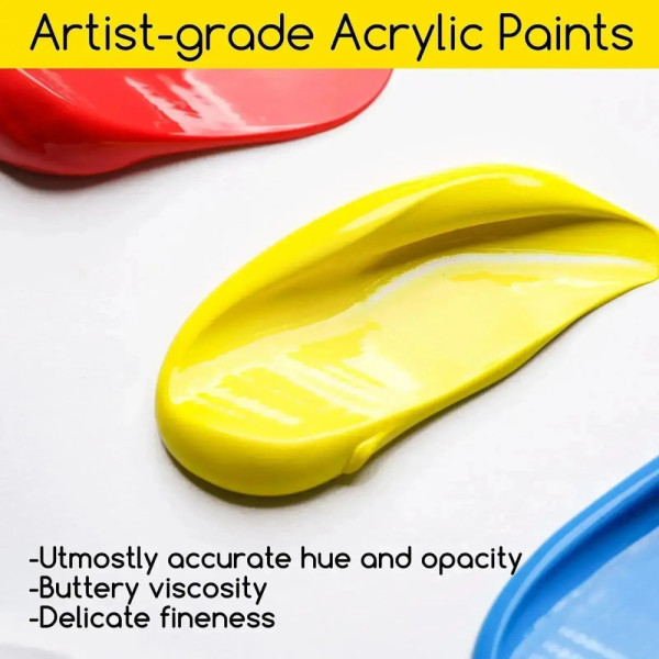 Akrilfesték készlet - MEEDEN Heavy Body Acrylic Paint Set, 9 Vibrant Colors 9x60 ml - Alapszínek