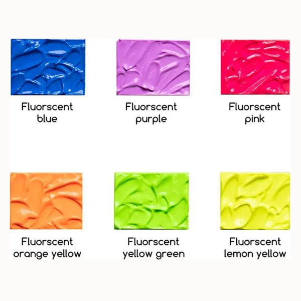 Akrilfesték készlet, sűrű - MEEDEN 6-color Fluorescent Acrylic Paint, 60 ml tube Akrilfesték készlet, sűrű - MEEDEN 6-color Fluorescent Acrylic Paint, 60 ml tube