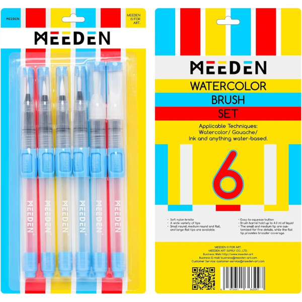 Tölthető nyelű ecsetkészlet, adagolóval - M-ART MEEDEN - 6 db-os készlet Tölthető nyelű ecsetkészlet, adagolóval - M-ART MEEDEN - 6 db-os készlet